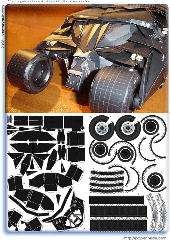 batmobile batman tumbler paper origami papercraft dark knight joker