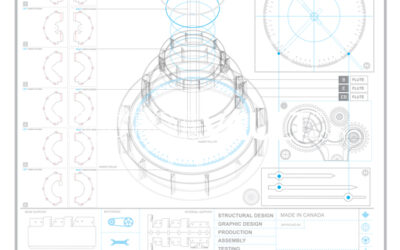 Vector 3D Timepiece Movement Wireframe Diagram